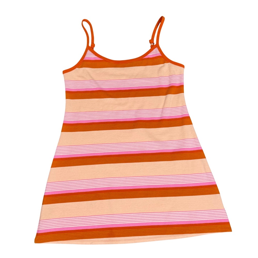 American Eagle Striped Camisole Mini Dress Womens Large‎ Orange Pink Sleeveless